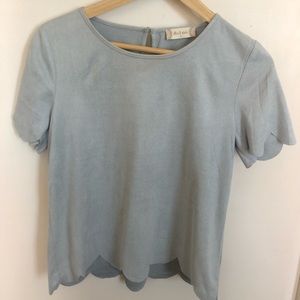 Faux suede scalloped top